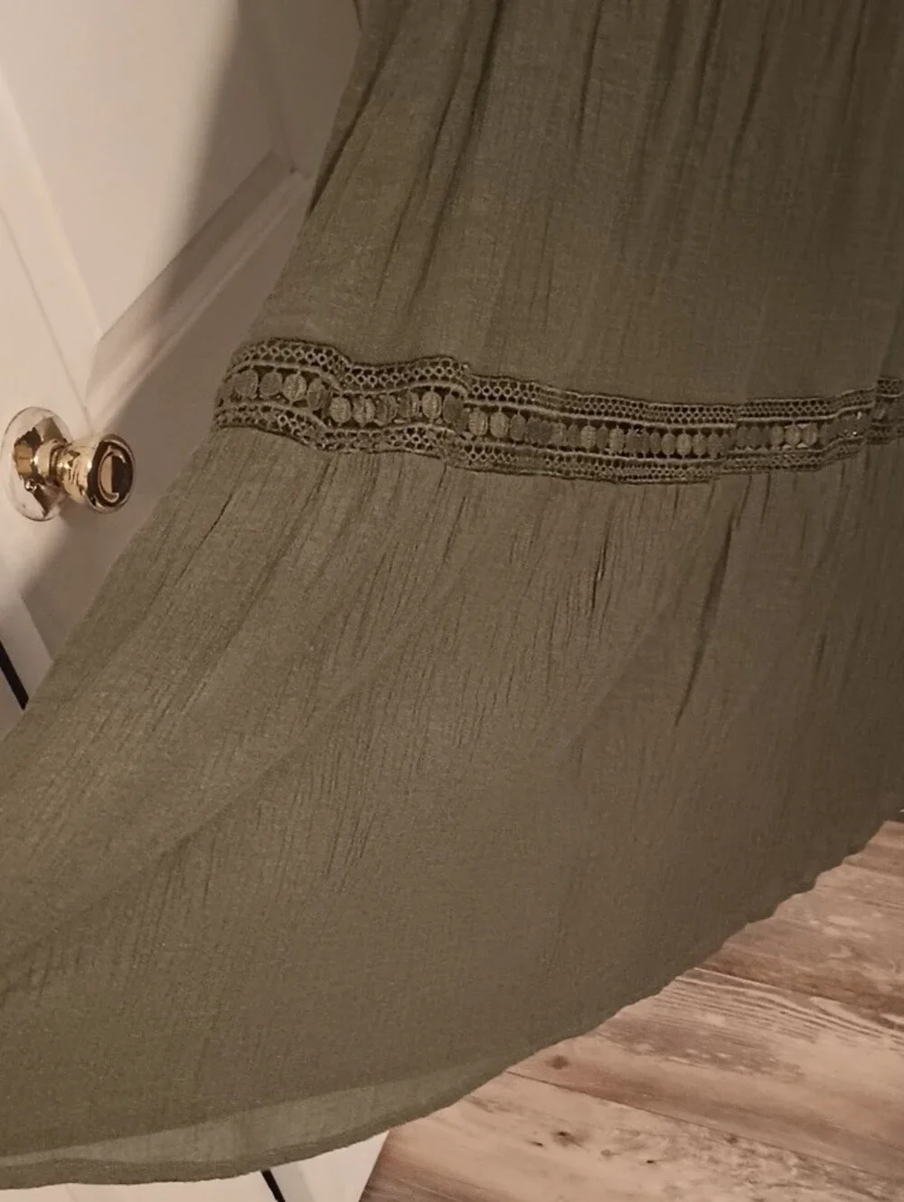 Indigo Rose Sleeveless Olive Maxi Dress with Lace Trim - Picture 6 of 10